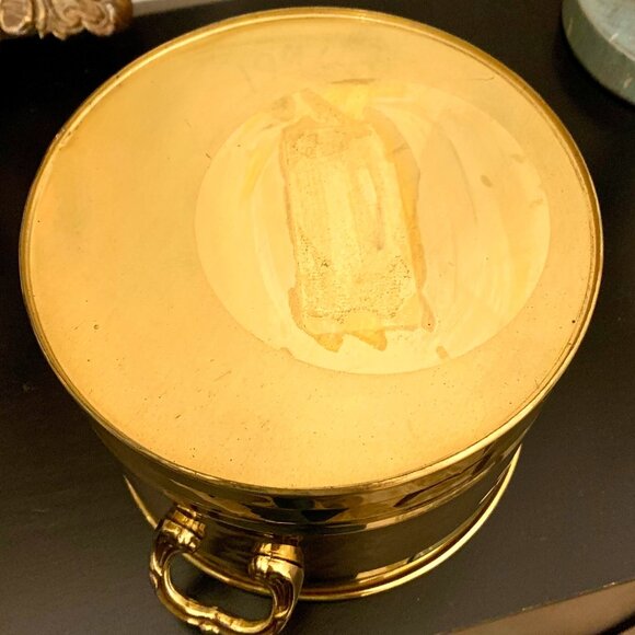 Decorative Hammered Brass ~ 5" Tall Plant Holder Bucket with Butler Handles - Picture 4 of 4
